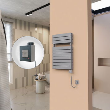  - 21H Sèche Serviettes Electrique 500x810 Anthracite Ktx1 1000 Watt Câble en spirale