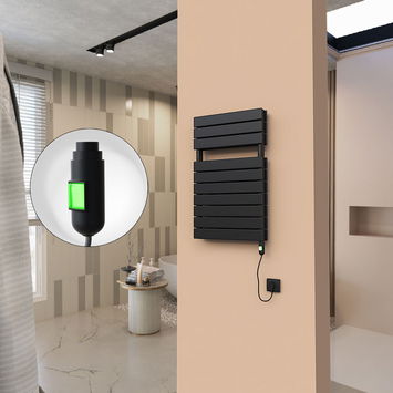 - 21H Elektrikli Havlupan 500x810 Mat Siyah (On/Off Düğmeli) 900 W  - 21H Elektrikli Havlupan 500x810 Mat Siyah (On/Off Düğmeli) 900 W