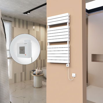  - 21H Electric Towel Warmer 600x1180 White Ktx1 1000 W (Spiral Cable)