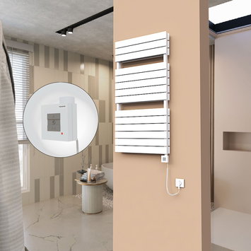 Radiva - 21H Sèche Serviettes Electrique 600x1180 Blanc Ktx1 1000 Watt Câble en spirale