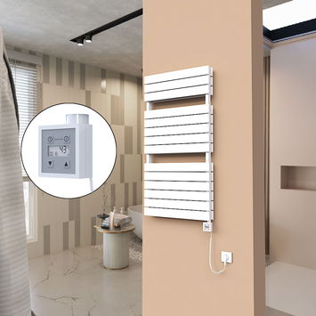  - 21H Sèche Serviettes Electrique 600x1180 Blanc Ktx3 1000 Watt Câble en spirale