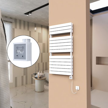 Radiva - 21H Sèche Serviettes Electrique 600x1180 Blanc Ktx3 1000 Watt Câble en spirale
