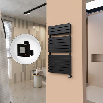 Radiva - 21H Sèche Serviettes Electrique 600x1180 Noir mat Ktx1 1000 Watt