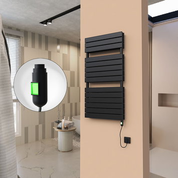Radiva - 21H Electric Towel Warmer 600x1180 Matte Black (On/Off) 900 W