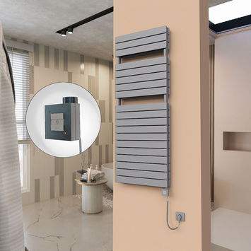  - 21H Sèche Serviettes Electrique 600x1550 Anthracite Ktx1 1000 Watt Câble en spirale