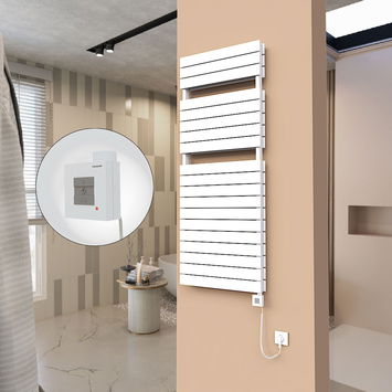  - 21H Sèche Serviettes Electrique 600x1550 Blanc Ktx1 1000 Watt Câble en spirale