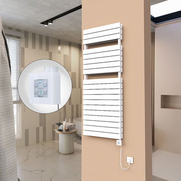 Radiva - 21H Sèche Serviettes Electrique 600x1550 Blanc Ktx4 1000 Watt Câble en spirale