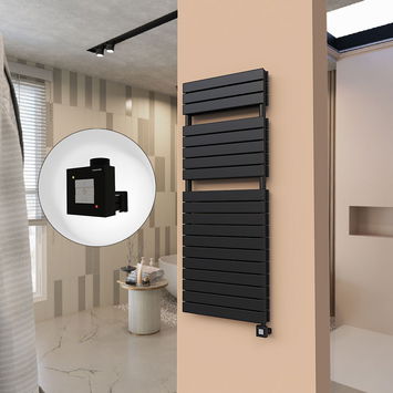  - 21H Sèche Serviettes Electrique 600x1550 Noir mat Ktx1 1000 Watt