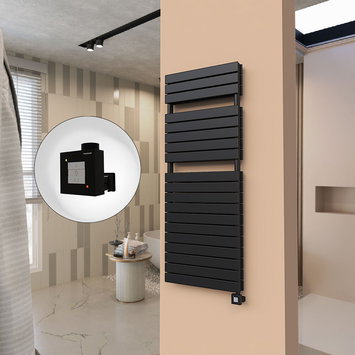 Radiva - 21H Sèche Serviettes Electrique 600x1550 Noir mat Ktx1 1000 Watt