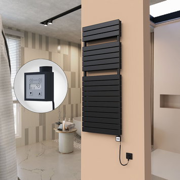 Radiva - 21H Electric Towel Warmer 600x1550 Matte Black Ktx3 1000 W (Spiral Cable)