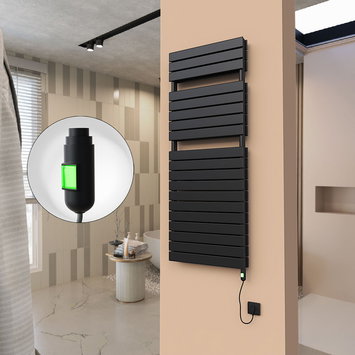 Radiva - 21H Sèche Serviettes Electrique 600x1550 Noir mat (On/Off) 1500 W