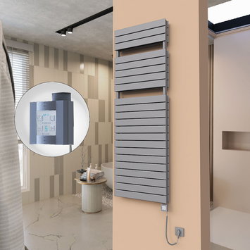 Radiva - 21H Electric Towel Warmer 600x1772 Anthracite Ktx4 1000 W (Spiral Cable)