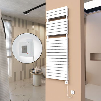  - 21H Sèche Serviettes Electrique 600x1772 Blanc Ktx1 1000 Watt Câble en spirale