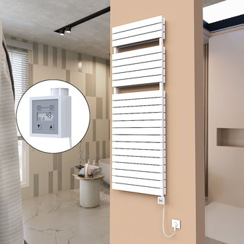 Radiva - 21H Sèche Serviettes Electrique 600x1772 Blanc Ktx3 1000 Watt Câble en spirale