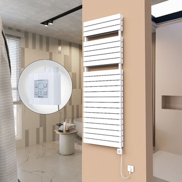Radiva - 21H Sèche Serviettes Electrique 600x1772 Blanc Ktx4 1000 Watt Câble en spirale