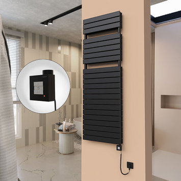 Radiva - 21H Electric Towel Warmer 600x1772 Matte Black Ktx1 1000 W (Spiral Cable)