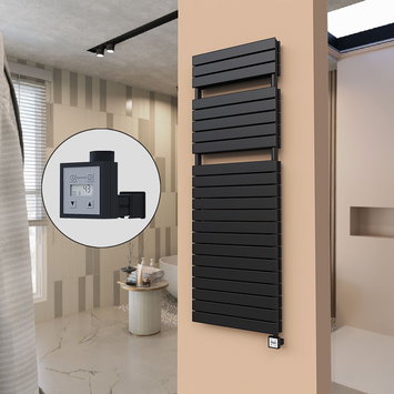 Radiva - 21H Elektrikli Havlupan 600x1772 Mat Siyah Ktx3 1000 W