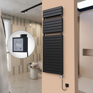  - 21H Elektrikli Havlupan 600x1772 Mat Siyah Ktx3 1000 Watt Spiral Kablolu