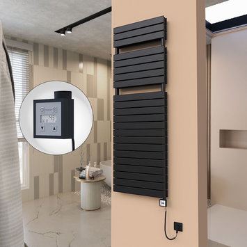 Radiva - 21H Elektrikli Havlupan 600x1772 Mat Siyah Ktx3 1000 Watt Spiral Kablolu