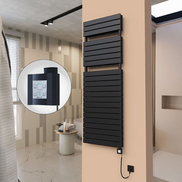 Radiva - 21H Elektrikli Havlupan 600x1772 Mat Siyah Ktx4 1000 Watt Spiral Kablolu
