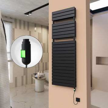  - 21H Electric Towel Warmer 600x1772 Matte Black (On/Off) 1500 W