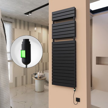 Radiva - 21H Electric Towel Warmer 600x1772 Matte Black (On/Off) 1500 W
