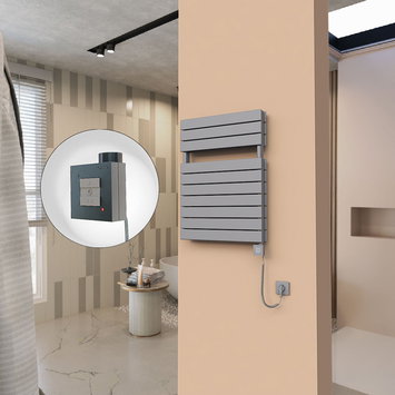 Radiva - 21H Sèche Serviettes Electrique 600x810 Anthracite Ktx1 1000 Watt Câble en spirale