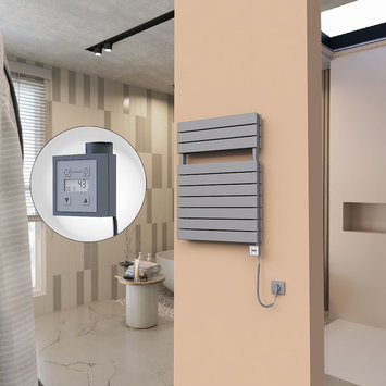 Radiva - 21H Sèche Serviettes Electrique 600x810 Anthracite Ktx3 1000 Watt Câble en spirale