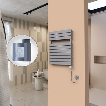 Radiva - 21H Sèche Serviettes Electrique 600x810 Anthracite Ktx4 1000 Watt Câble en spirale