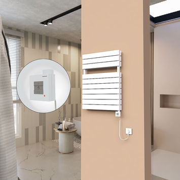  - 21H Sèche Serviettes Electrique 600x810 Blanc Ktx1 1000 Watt Câble en spirale