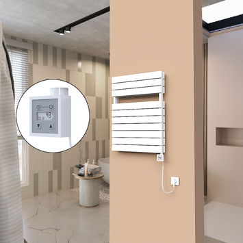  - 21H Sèche Serviettes Electrique 600x810 Blanc Ktx3 1000 Watt Câble en spirale