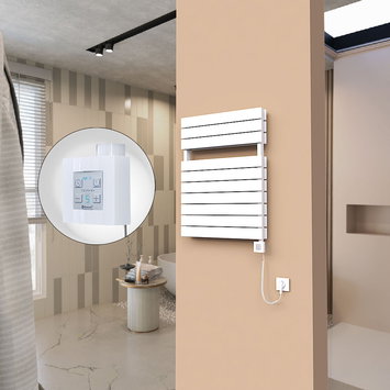 Radiva - 21H Sèche Serviettes Electrique 600x810 Blanc Ktx4 1000 Watt Câble en spirale