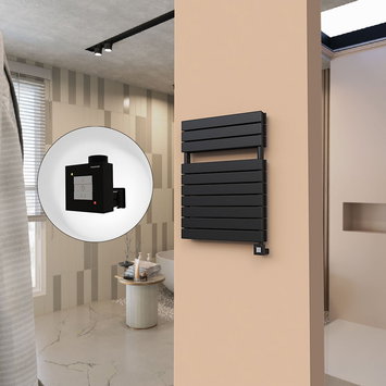 Radiva - 21H Sèche Serviettes Electrique 600x810 Noir mat Ktx1 1000 Watt