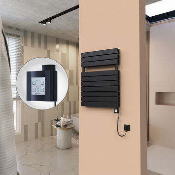  - 21H Elektrikli Havlupan 600x810 Mat Siyah Ktx4 1000 Watt Spiral Kablolu