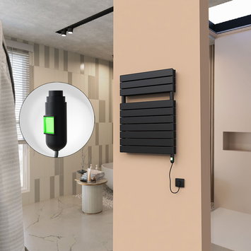 Radiva - 21H Elektrikli Havlupan 600x810 Mat Siyah (On/Off Düğmeli) 900 W