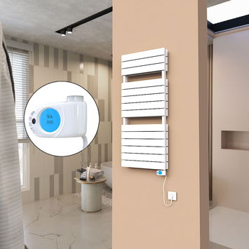  - 21H Sèche Serviettes Electrique 500x1180 Blanc (Thermostat Musa) 1200 W