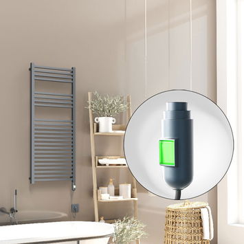 Radiva - Barbados Electric Towel Warmer 600 Watt 500x1200 Anthracite (On/Off)