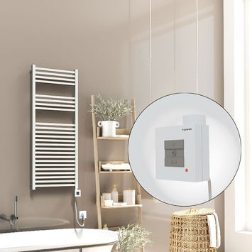 Radiva - Barbados Sèche Serviettes Electrique 500x1200 Blanc Ktx1 600 Watt Câble en spirale