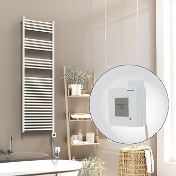 Radiva - Barbados Electric Towel Warmer 500x1600 White Ktx1 600 W (Spiral Cable)