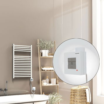 Radiva - Barbados Sèche Serviettes Electrique 500x800 Blanc Ktx1 600 Watt Câble en spirale Radiva - Barbados Sèche Serviettes Electrique 500x800 Blanc Ktx1 600 Watt Câble en spirale