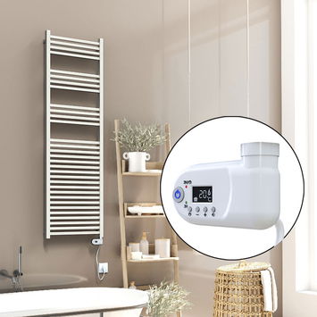 Radiva - Barbados Electric Towel Warmer 600 Watt 500x1600 White (Thesis Thermostat)