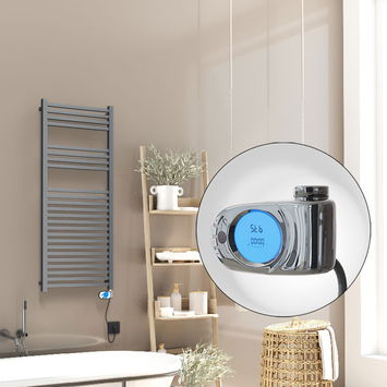 Radiva - Barbados Sèche Serviettes Electrique 600 Watt 500x1200 Anthracite (Thermostat Musa)