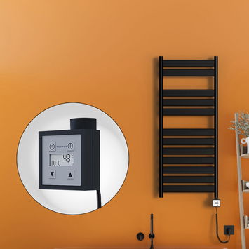 Radiva - Bora Bora Electric Towel Warmer 500x1200 Matte Black Ktx3 300 W (Spiral Cable)