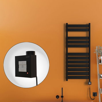 Radiva - Bora Bora Elektrikli Havlupan 500x1200 Siyah (KTX1 Termostat) 600W Spiral Kablolu