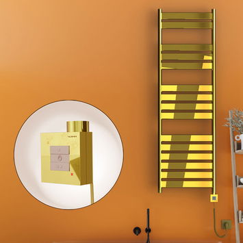 Radiva - Bora Bora Electric Towel Warmer 500x1600 Gold Ktx1 300 W (Spiral Cable) Radiva - Bora Bora Electric Towel Warmer 500x1600 Gold Ktx1 300 W (Spiral Cable)