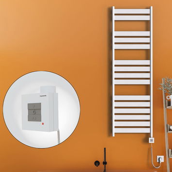 Radiva - Bora Bora Sèche Serviettes Electrique 500x1600 Blanc Ktx1 1000 Watt Câble en spirale Radiva - Bora Bora Sèche Serviettes Electrique 500x1600 Blanc Ktx1 1000 Watt Câble en spirale