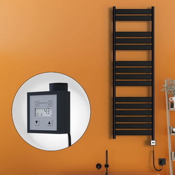 Radiva - Bora Bora Electric Towel Warmer 500x1600 Matte Black Ktx3 600 W (Spiral Cable)