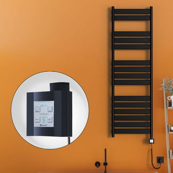 Radiva - Bora Bora Electric Towel Warmer 500x1600 Matte Black Ktx4 600 W (Spiral Cable)