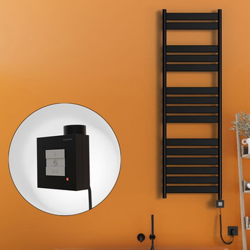 Radiva - Bora Bora Elektrikli Havlupan 500x1600 Siyah (KTX1 Termostat) 1000W Spiral Kablolu