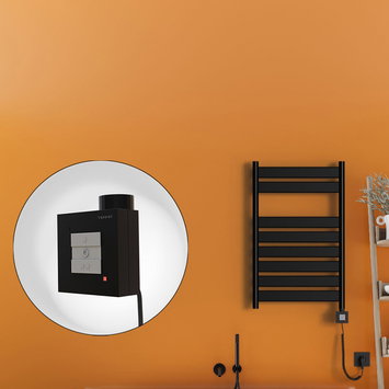 Radiva - Bora Bora Electric Towel Warmer 500x800 Matte Black Ktx1 300 W (Spiral Cable)